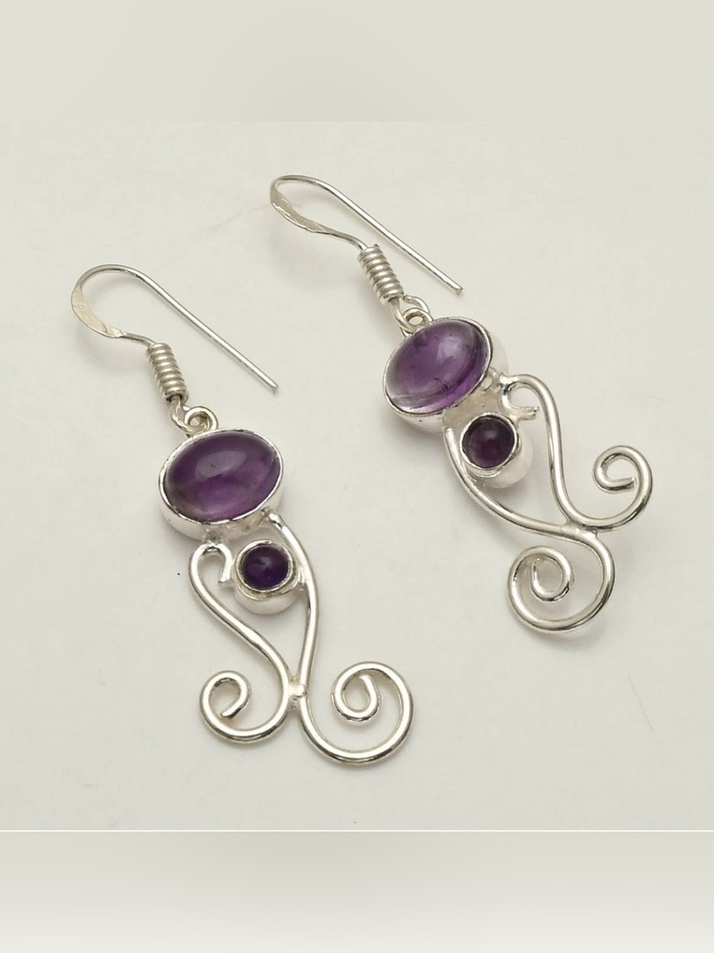 Amethyst Gemstone Artisan Handcrafted Drop Dangle Earrings